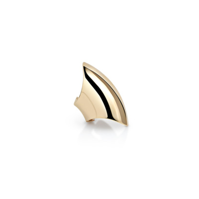 Gold Ergo Ear Cuff featuring a sleek, curved design with a shiny surface.