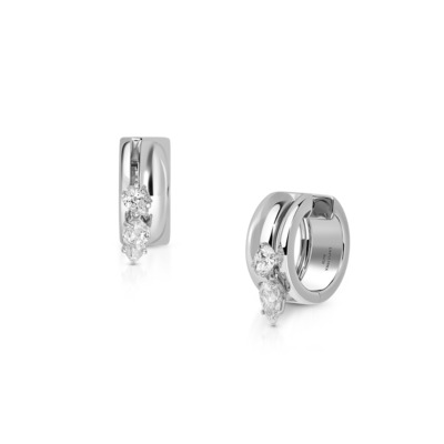 Elegant silver hoop earrings featuring sparkling diamond accents, perfect for enhancing any jewelry collection.