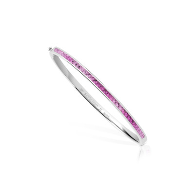 Extra slim bangle with a single row of pink sapphires set in white gold.