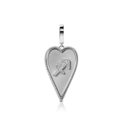 Elongated heart-shaped pendant featuring the Sagittarius zodiac sign design.