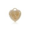 Gold heart-shaped love locket adorned with crystals and featuring an engraved letter 'S'.