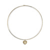 Gold fluted heart choker necklace with a smooth finish and a heart-shaped pendant.
