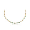 Forme Evergreen Choker in yellow gold featuring green emeralds along the chain with a single white diamond accent, from Savolinna Jewelry