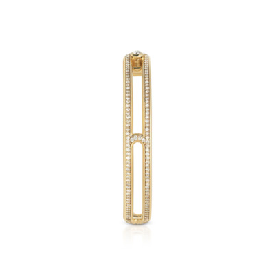 Forme Beam Cuff – Slim Model in 18k yellow gold featuring diamond pave along the double-banded open silhouette, highlighting a refined architectural design